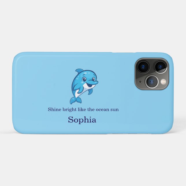 Coques Case-Mate iPhone Dauphin bleu mignon et heureux dessin animé créatu (Dos (Horizontal))