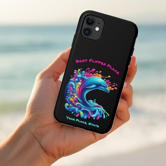 Coques Case-Mate iPhone Dauphin coloré (Dolphin-Colorful Dolphin-Phone Case-Black)