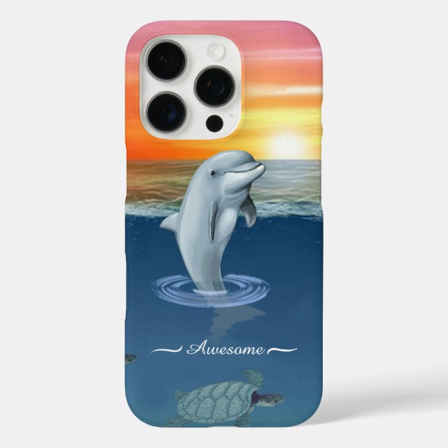 Coques Case-Mate iPhone Dauphin Moderne Chic, Tortues & Écriture sur l'Océ (Verso)