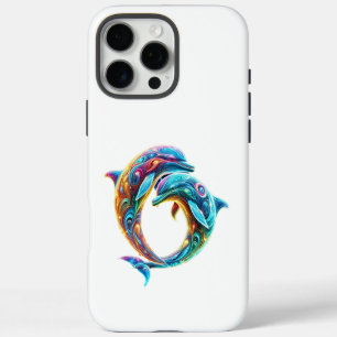 Coque iPhone 16 Pro Max Dauphins colorés et adorables
