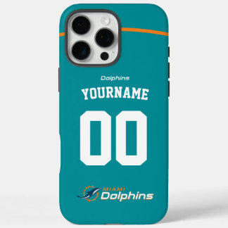Coque iPhone 16 Pro Max Dauphins Personnalisés Jersey Football Américain