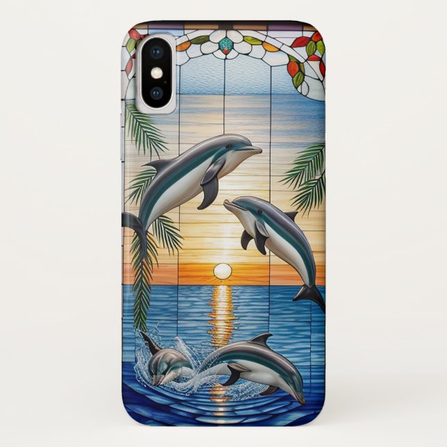 Coques Case-Mate iPhone Dauphins sautant au coucher du soleil sur l'océan (Dos)