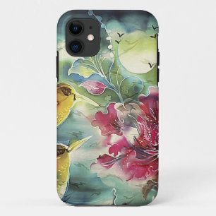 Case-Mate iPhone Case De beaux colibris à Night Silk Art