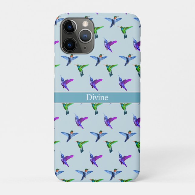 Coques Case-Mate iPhone De beaux colibris sur un bleu turquoise clair (Dos)