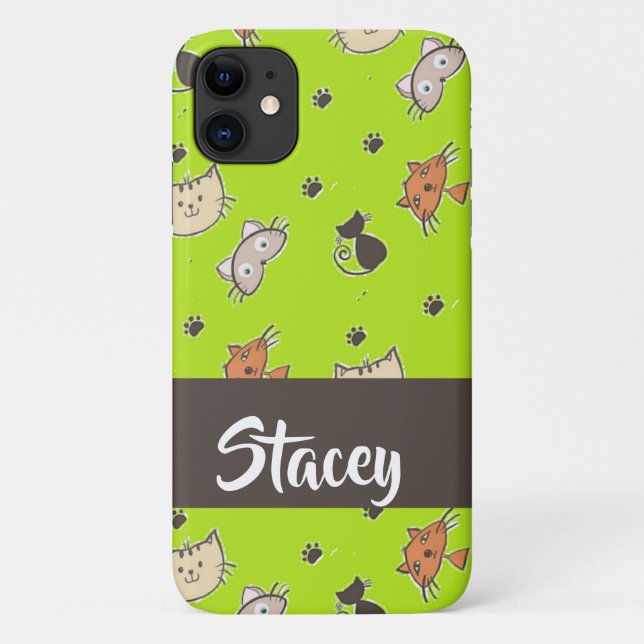 Coques Case-Mate iPhone De mignons chats en vert (Dos)
