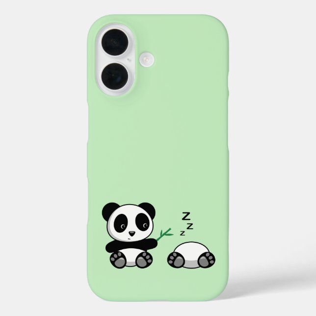 Coques Case-Mate iPhone De mignons petits pandas sur fond vert (Verso)