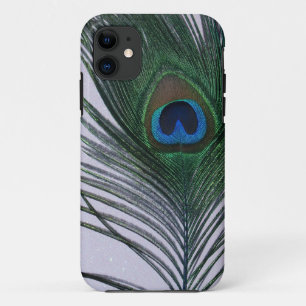 Coque iPhone 11 De paon de plume toujours la vie blanche