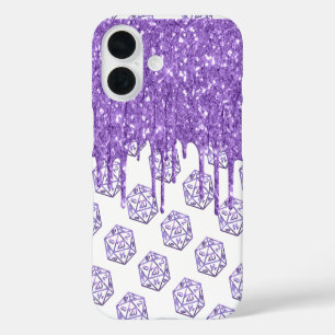 Coque Pour iPhone 16 Déchets pourpres D20 Jeu de rôle de tableau RPG