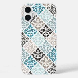Coque Pour iPhone 16 Plus Déchirure de défilement Déchets Teals Blancs Blanc