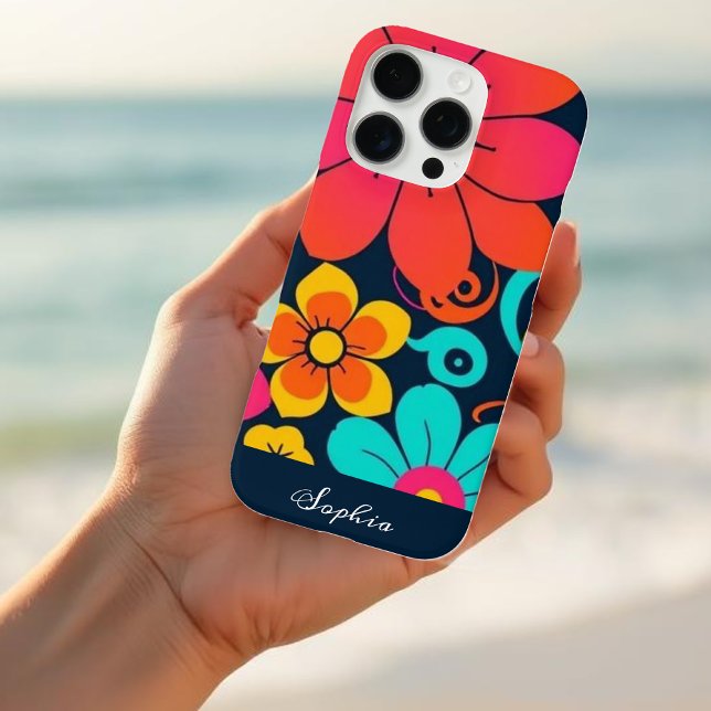 Coques Case-Mate iPhone Décor Dopamine - Fleurs Funky Lumineuses-Retro (Dopamine Decor– Bright Funky Flowers-Retro Case-Mate iPhone Case)