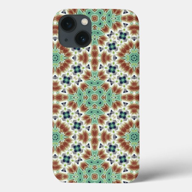 Coques Case-Mate iPhone Décor kaléidoscope beige turquoise (Verso)