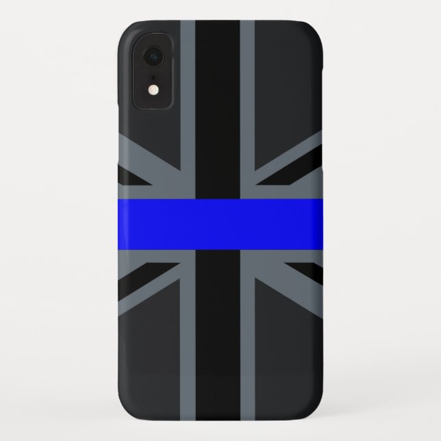 Coques Case-Mate iPhone Décor Union Jack de Ligne Bleue Mince (Dos)