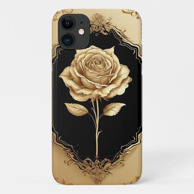 Coques Case-Mate iPhone Décoration de rose embellie dorée (Dos)