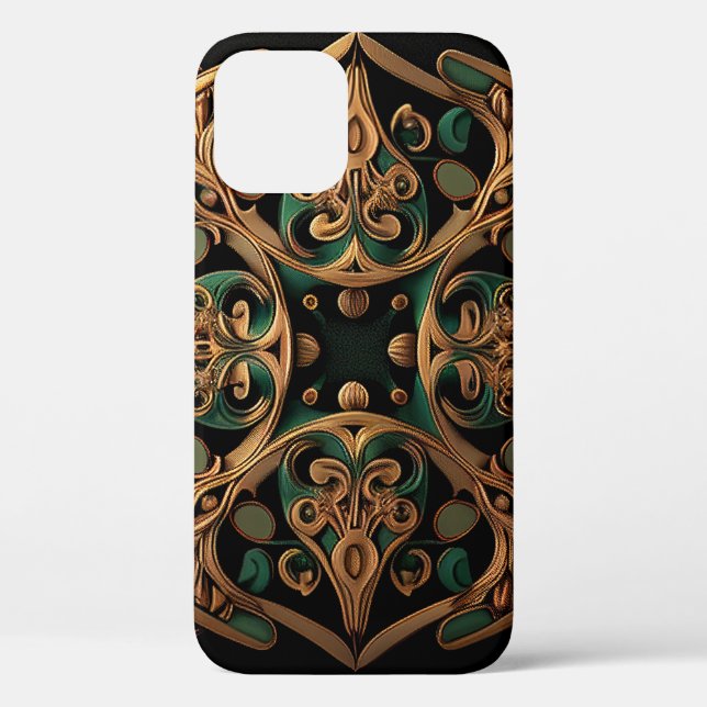 Coques Case-Mate iPhone Décoration Motif en bronze vert (Verso)