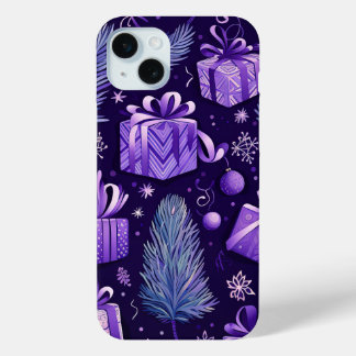 COQUE Case-Mate iPhone DÉCORATIONS DE NOËL POINSETTIAS VIOLET ET OR