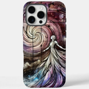 Coque iPhone 16 Pro Max Déesse cosmique avec galaxie tourbillonnante et pl