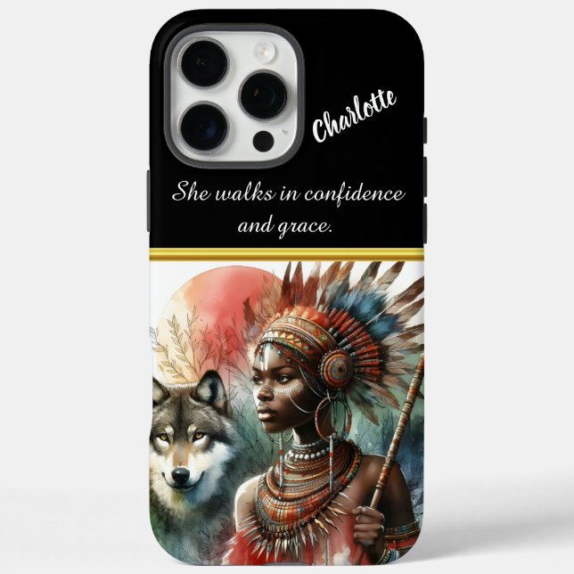 Coques Case-Mate iPhone Déesse guerrière avec son compagnon de loup (Verso)
