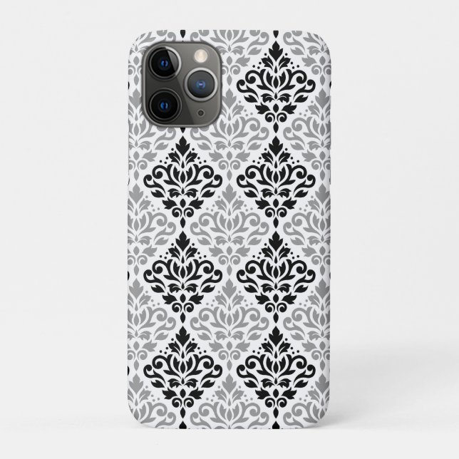 Coques Case-Mate iPhone Défiler Damask Grand Motif noir gris blanc (Dos)