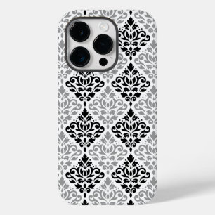 Coque Case-Mate iPhone Défiler Damask Grand Motif noir gris blanc