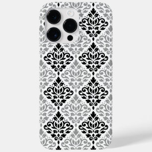 Coque Case-Mate iPhone Défiler Damask Grand Motif noir gris blanc