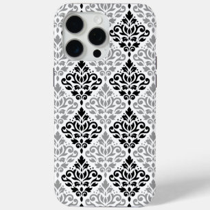 Coque Case-Mate iPhone Défiler Damask Grand Motif noir gris blanc