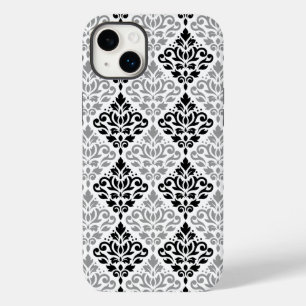 Coque Case-Mate iPhone Défiler Damask Grand Motif noir gris blanc