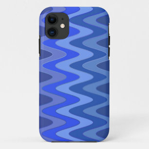 Coque iPhone 11 Dégradants de couleur ZigZag Vagues - bleu