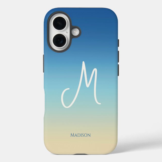 Coques Case-Mate iPhone Dégradé de plage Monogramme  (Verso)