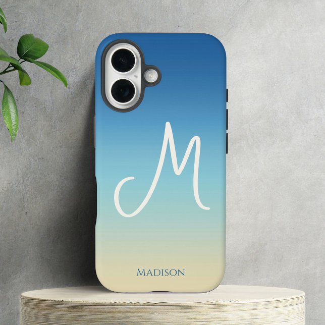 Coques Case-Mate iPhone Dégradé de plage Monogramme  (Créateur téléchargé)