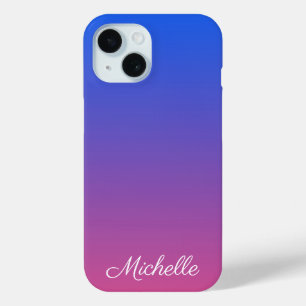 Coque Case-Mate iPhone dégradé d'ombre bleu et rose personnalisé
