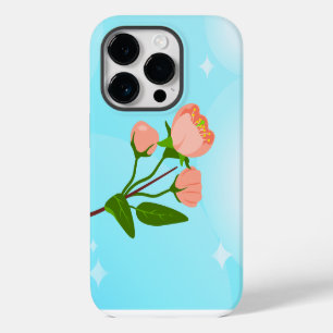 Coque Case-Mate iPhone Dégradé du ciel bleu avec branche de ressort fleur
