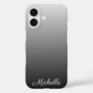 Coque Pour iPhone 16 Dégradé ombré noir personnalisé nuances de gris