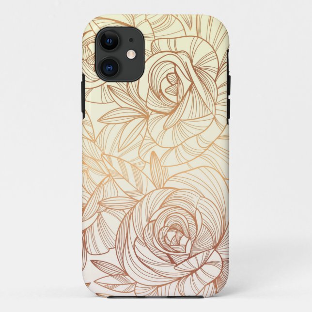Coques Case-Mate iPhone dégradé or linéaire floral (Dos)