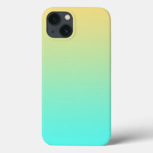 iPhone 13 Coque Dégradé simple pastel jaune turquoise