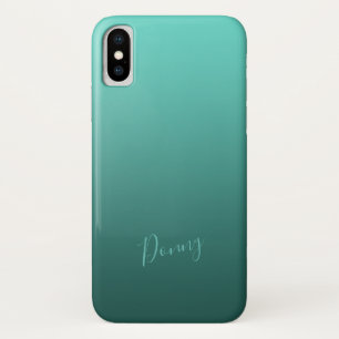 Coque iPhone X Dégradé Turquoise avec nom personnalisé