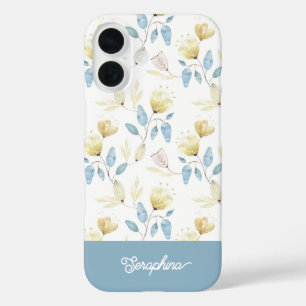 Coque Pour iPhone 16 Délicat Modèle Floral Moderne Avec Votre Nom