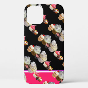 Coques Pour iPhone DÉLICIEUX CUPCAKES DESERT SHOP, Rose, Fuchsia Blan
