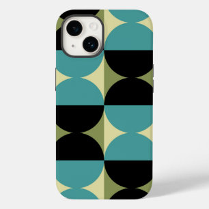 Coque Case-Mate iPhone Demi-Carré géométrique rétro et Motif circulaire