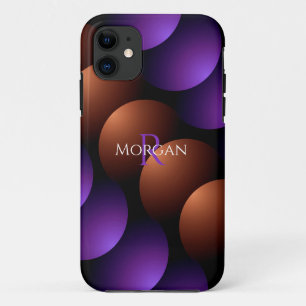 Case-Mate iPhone Case Demi-cercles or rose et violet, monogramme du nom