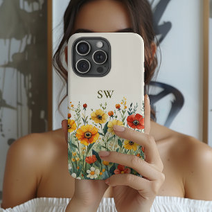 Coque Case-Mate iPhone Demoiselle d'honneur   Fleur sauvage Monogramme Fê