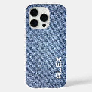 Coque iPhone 16 Pro Dénim bleu texture - Motif de tissu classique
