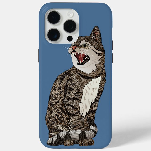 Coques Case-Mate iPhone Dénim de chat du désert indien bleu (Verso)