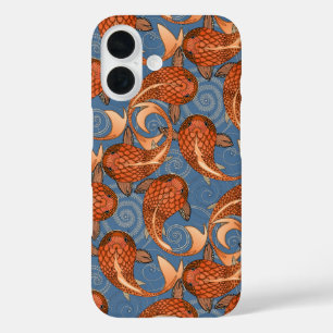 Coque Pour iPhone 16 denim de poisson paisley