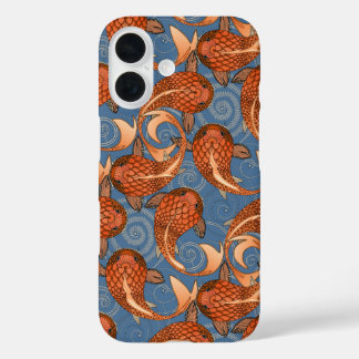 Coque Pour iPhone 16 denim de poisson paisley