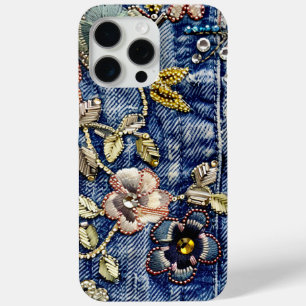 Coque Case-Mate iPhone Denim Dreamland Flourish : Bleu amélioré en pierre