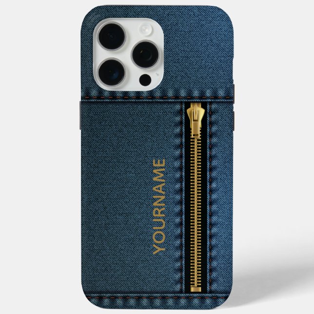 Coques Case-Mate iPhone Denim élégant avec fermeture éclair  (Verso)
