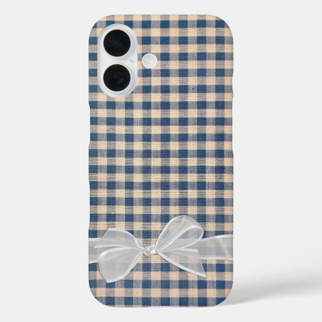 Coques Case-Mate iPhone Denim En vichy Avec Bow Blanc (Verso)