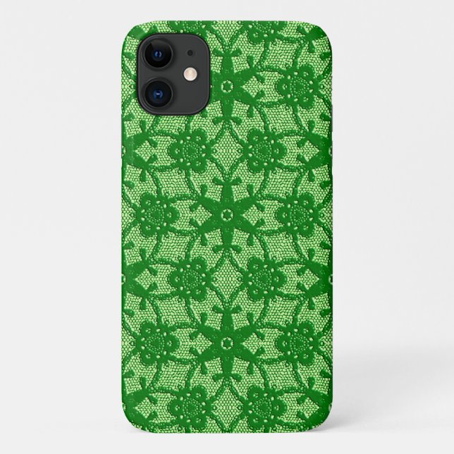 Coques Case-Mate iPhone Dentelle antique - émeraude et vert citron (Dos)