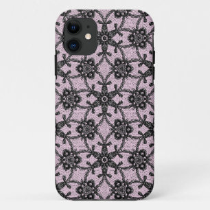 Coque Case-Mate Pour iPhone Dentelle antique - noir et rose glacé