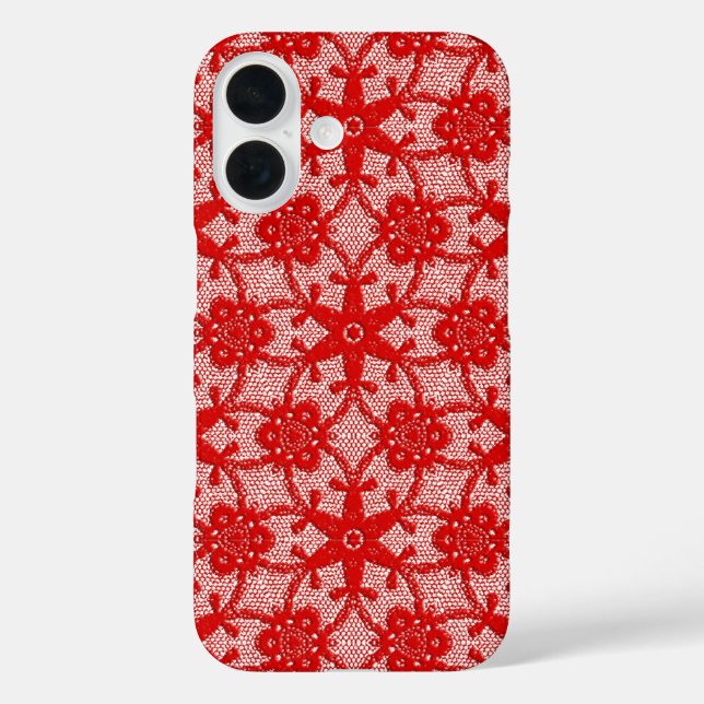 Coques Case-Mate iPhone Dentelle antique - rouge profond et blanc (Verso)